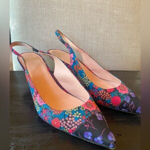 J. Crew Sophia slingback pumps in mixed Liberty® prints in Sz 8  with a 2” heel